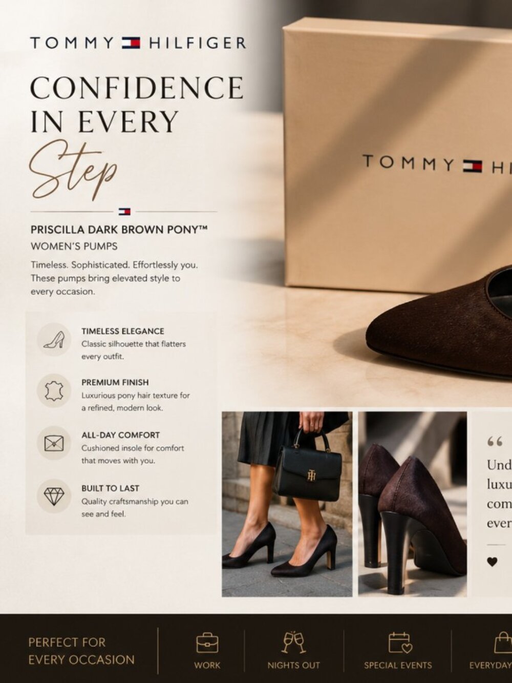 Tommy Hilfiger Priscilla Dark Brown Pony Hair Pumps Size 9M